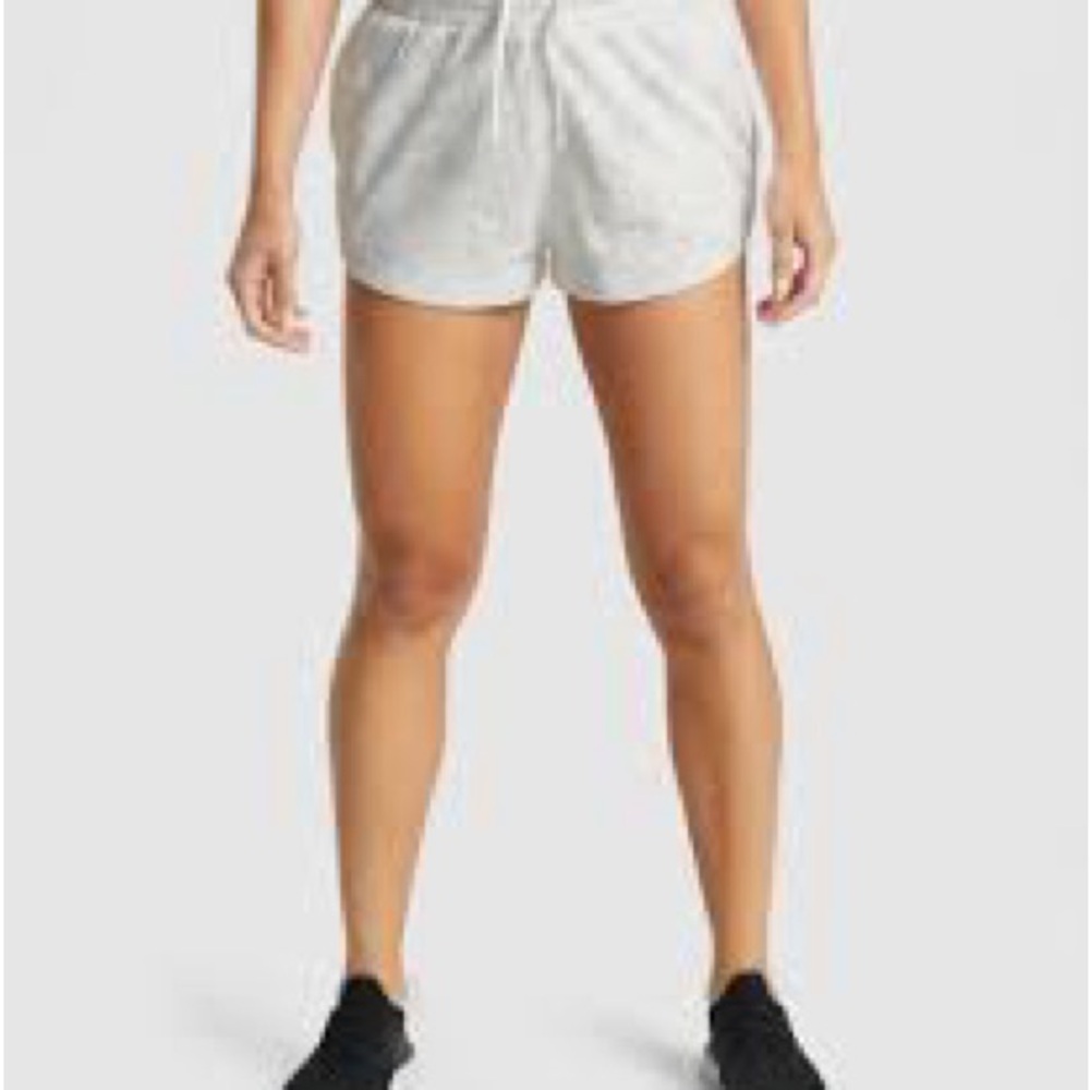Gymshark Cream Athletic Shorts with Elastic Waistband